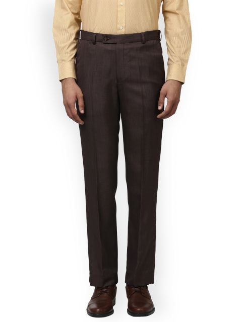 

Park Avenue Men Brown Slim Fit Self Design Formal Trousers