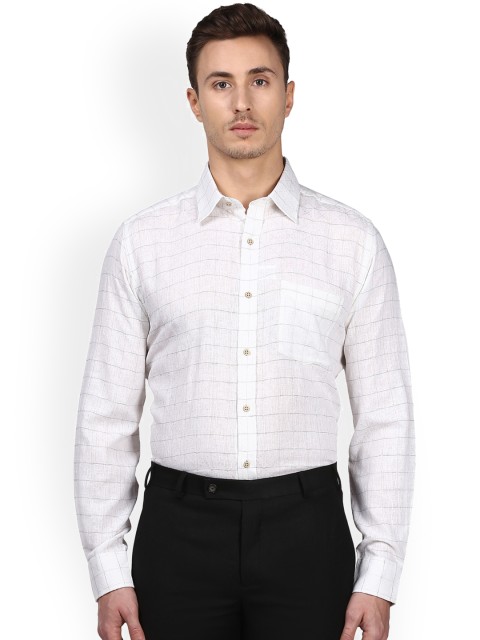 

Park Avenue Men White Regular Fit Printed Formal Shirt