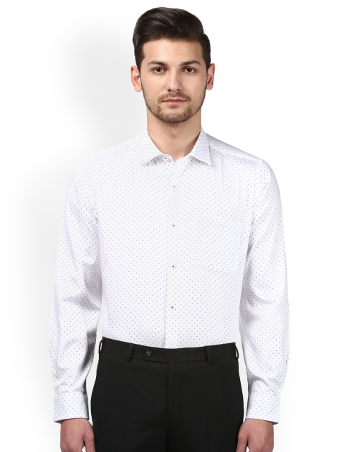 

Park Avenue Men White Regular Fit Printed Semiformal Shirt