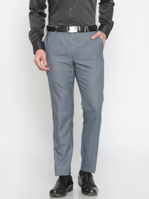 

Park Avenue Men Blue Neo Tapered Fit Checked Formal Trousers