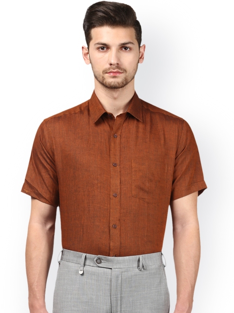 

Park Avenue Men Brown Linen Regular Fit Solid Formal Shirt