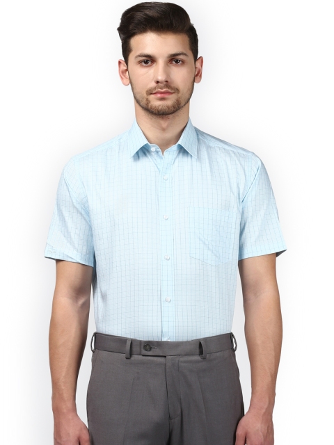 

Park Avenue Men Sea Green Regular Fit Checked Formal Shirt
