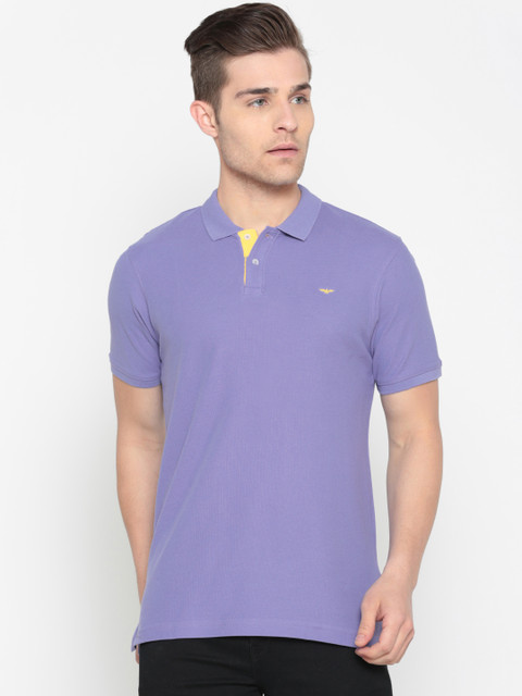 

Park Avenue Men Purple Solid Polo Collar T-shirt