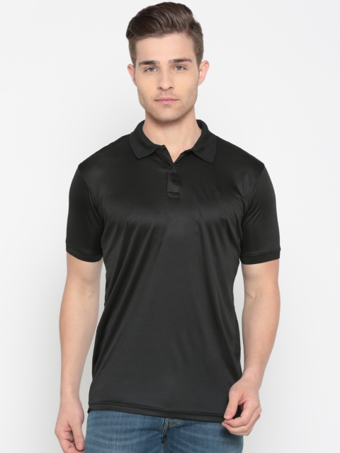 

Park Avenue Men Black Solid Polo Collar T-shirt