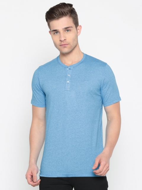 

Park Avenue Men Blue Solid Henley Neck T-shirt