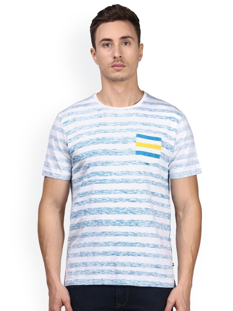 

Park Avenue Men Blue Striped Round Neck T-shirt