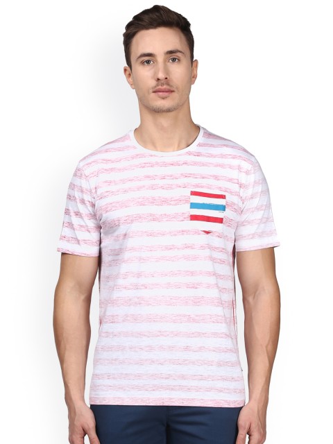 

Park Avenue Men White Striped Round Neck T-shirt