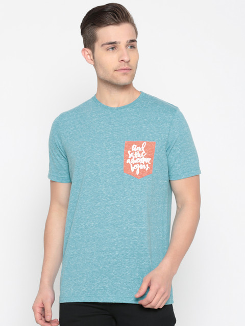 

Park Avenue Men Blue Solid Round Neck T-shirt