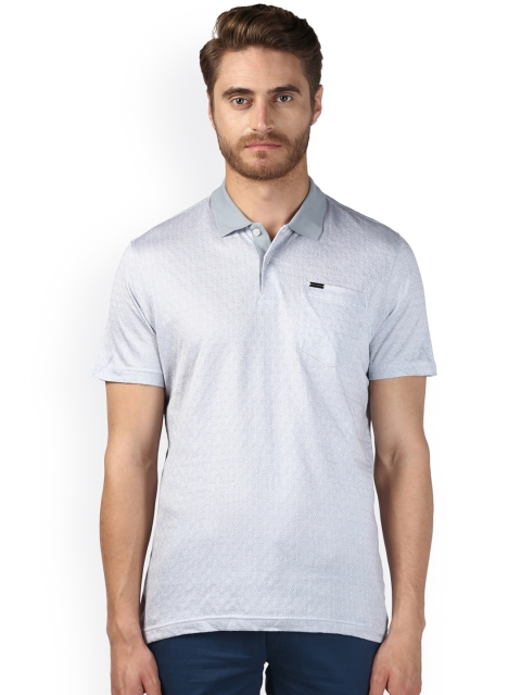 

Park Avenue Men Grey Solid Polo Collar T-shirt