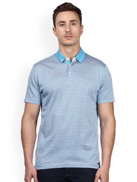 

Park Avenue Men Blue Printed Polo Collar T-shirt