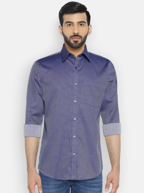 

Park Avenue Men Blue Slim Fit Self Design Formal Shirt