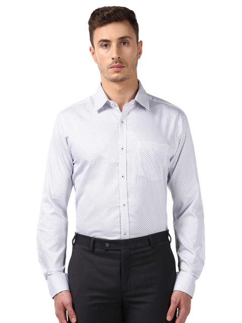 

Park Avenue Men White Slim Fit Printed Semiformal Shirt