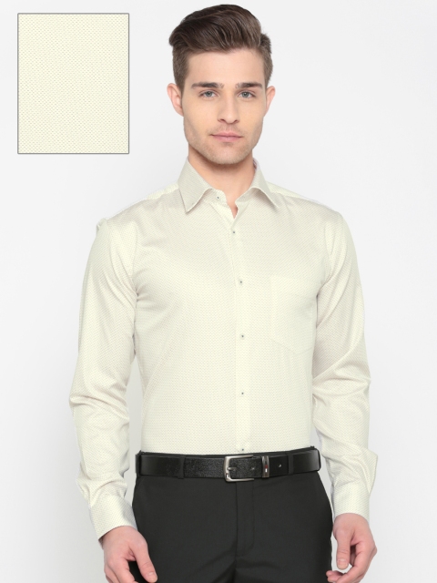 

Park Avenue Men Off-White & Yellow Slim Fit Printed Formal Shirt