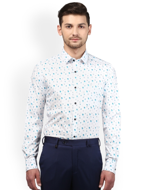 

Park Avenue Men White Slim Fit Printed Casual Shirt
