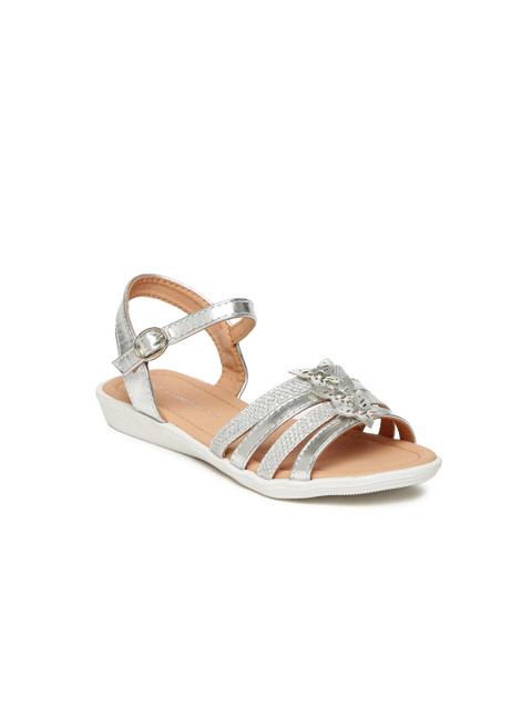 

Fame Forever by Lifestyle Girls Silver-Toned Solid Synthetic Open Toe Flats