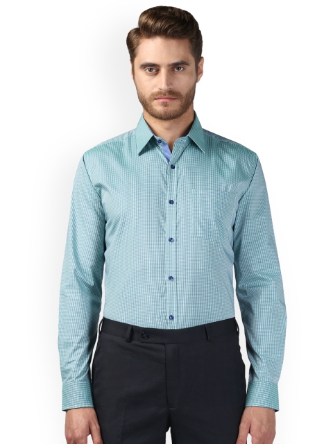 

Park Avenue Men Green Slim Fit Checked Formal Shirt