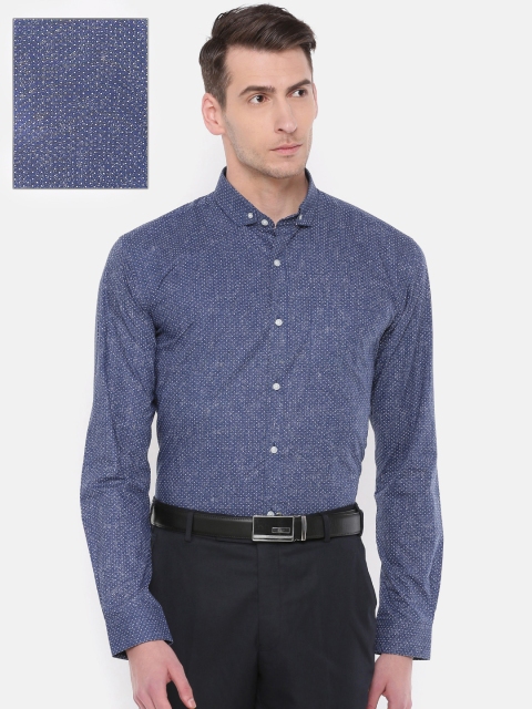 

Park Avenue Men Navy Slim Fit Printed Formal Shirt, Navy blue