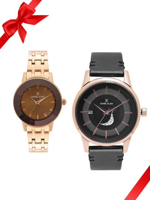 

Daniel Klein Set of 2 His & Her Watch DK11300-5 DK11402-5, Black
