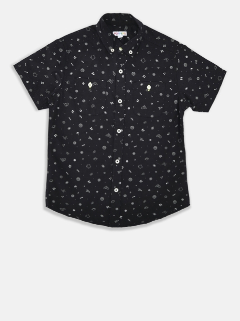 

POPPERS by Pantaloons Boys Black Regular Fit Printed Casual Shirt