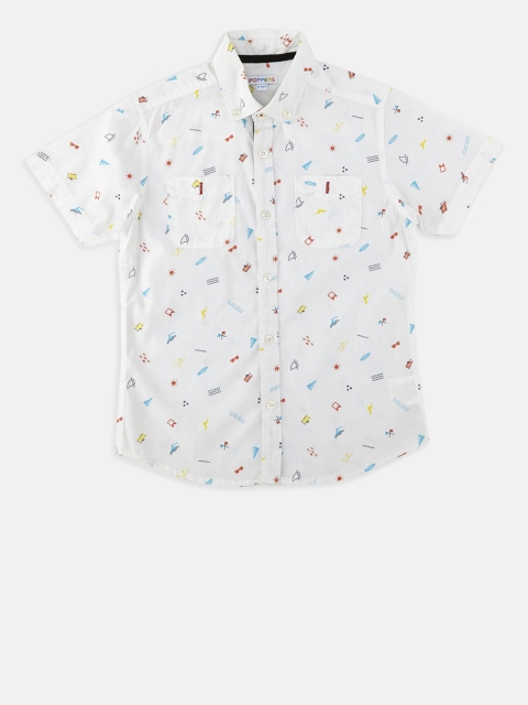 

POPPERS by Pantaloons Boys Off-White Regular Fit Printed Casual Shirt