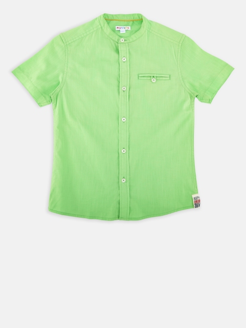 

POPPERS by Pantaloons Boys Green Regular Fit Solid Casual Shirt