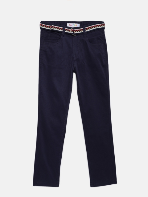 

POPPERS by Pantaloons Boys Navy Blue Regular Fit Solid Trousers