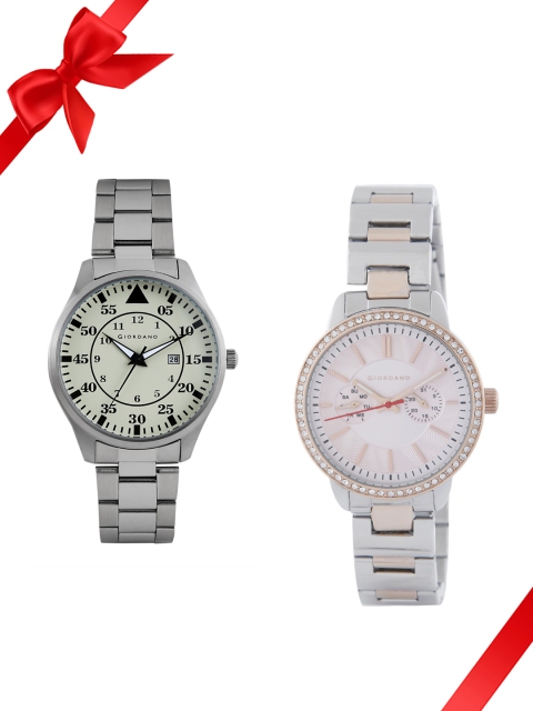 

GIORDANO Set of 2 His & Her Watches, Silver