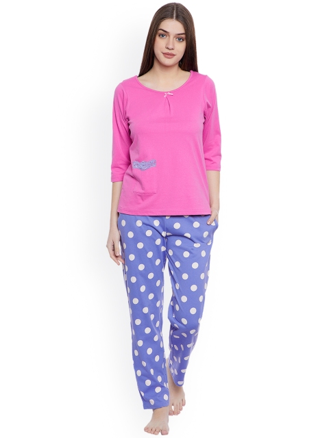 

Clovia Purple & Pink Solid Lounge Set LS0308P12