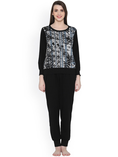 

Clovia Black Printed Lounge Set LSW280R13