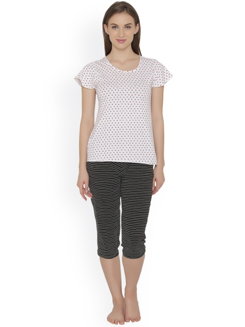 

Clovia White & Black Printed Lounge Set LS0315P18