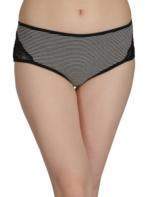 

Clovia Black & White Mid Waist Striped Lace Wings Hipster Briefs PN2168P13