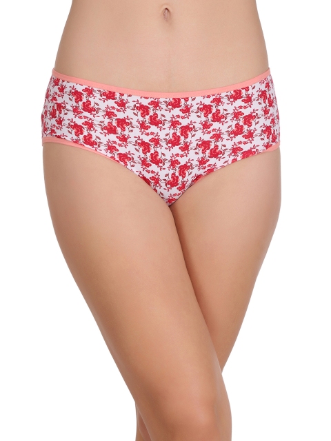 

Clovia Red & White Mid Waist Floral Print Hipster Briefs PN2291P04