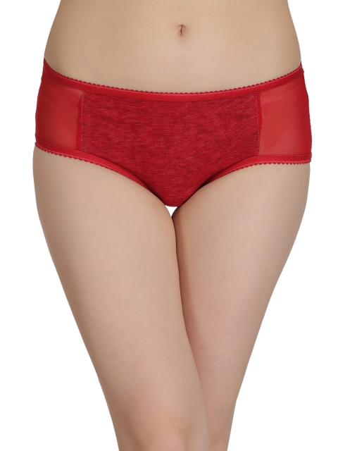 

Clovia Red Mid Waist Striped Hipster Briefs PN2310P04