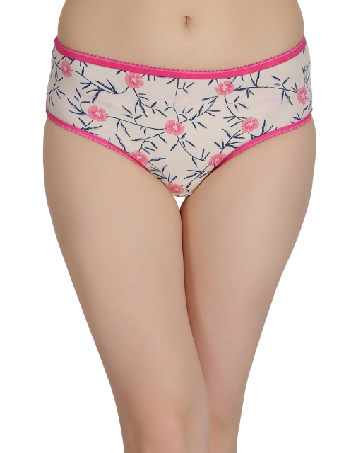 

Clovia Pink & White Mid Waist Floral Print Hipster Briefs PN2241P18