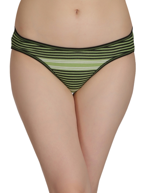 

Clovia Green Low Waist Striped Bikini Briefs PN2316P11