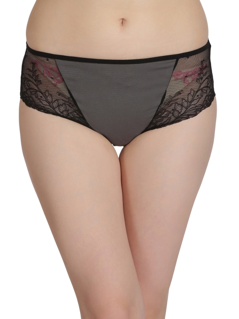 

Clovia Grey & Black Printed Mid Waist Hipster Briefs PN2345P05