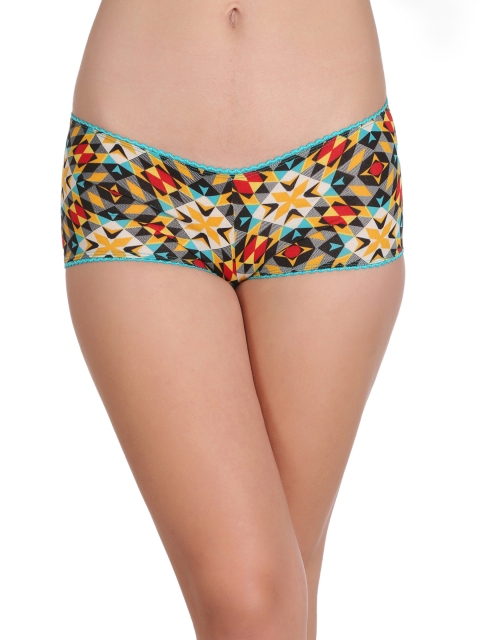 

Clovia Blue & Yellow Mid Waist Printed Women Boyshorts Briefs PN2260P03