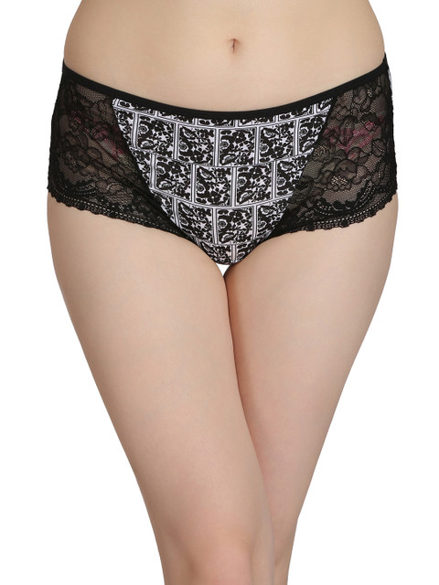 

Clovia Black & White Mid Waist Printed Hipster Briefs PN2356P13
