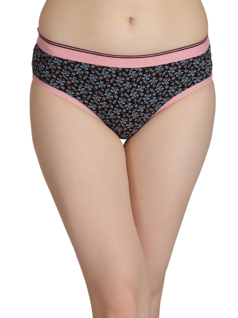 

Clovia Black Mid Waist Printed Briefs PN2343P13