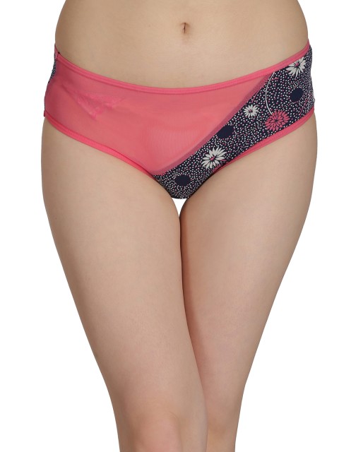 

Clovia Pink & Navy Blue Mid Waist Printed Hipster Briefs PN2340P14