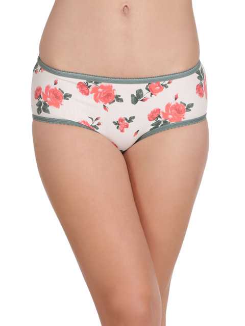 

Clovia White Mid Waist Printed Hipster Briefs PN2211P17