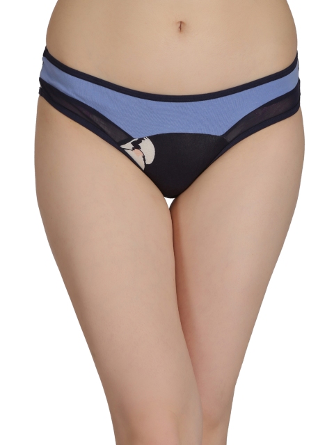 

Clovia Navy Blue Low Waist Printed Bikini Briefs PN2178P08