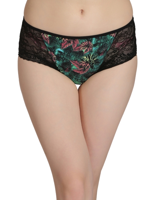 

Clovia Black & Green Low Waist Printed Briefs PN2355P13