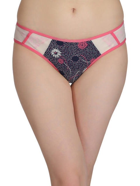 

Clovia Navy Blue & Pink Low Waist Printed Bikini Briefs PN2312P08