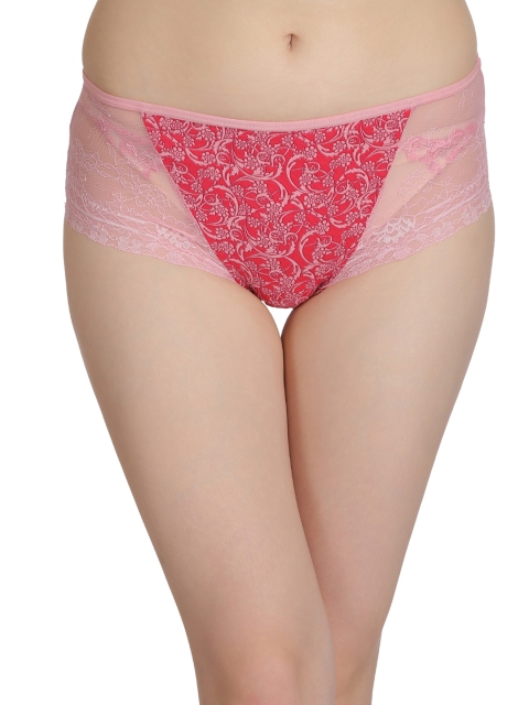 

Clovia Pink Mid Waist Printed Hipster Briefs PN2356P22