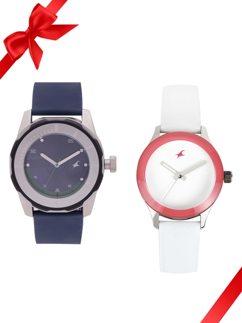 

Fastrack Set of 2 His & Her Watches, White
