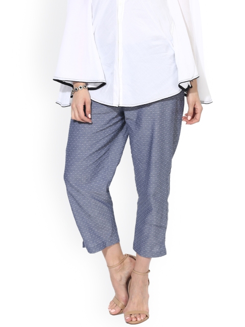 

Sangria Women Blue Regular Fit Printed Trousers