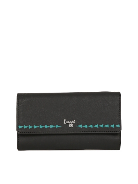 

Baggit Women Black Solid Three Fold Wallet