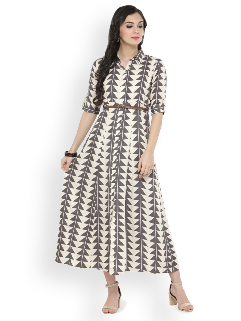 

Varanga Off-White Printed Dress