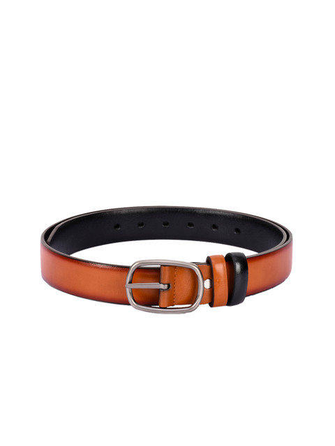 

BuckleUp Men Tan & Black Solid Belt